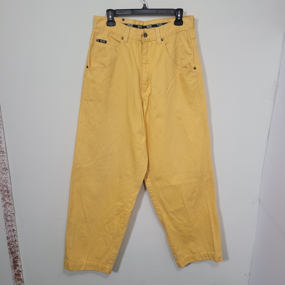 Paco Jeans Size 30 Wide Leg Pants Mens Vintage 90s Yellow Baggy Skater Denim